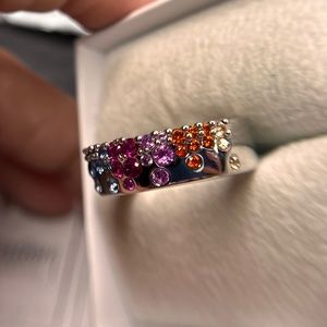 Bomb Party "Simply Stunning" Array of Multicolor Cubic Zirconia + Rhodium Platin